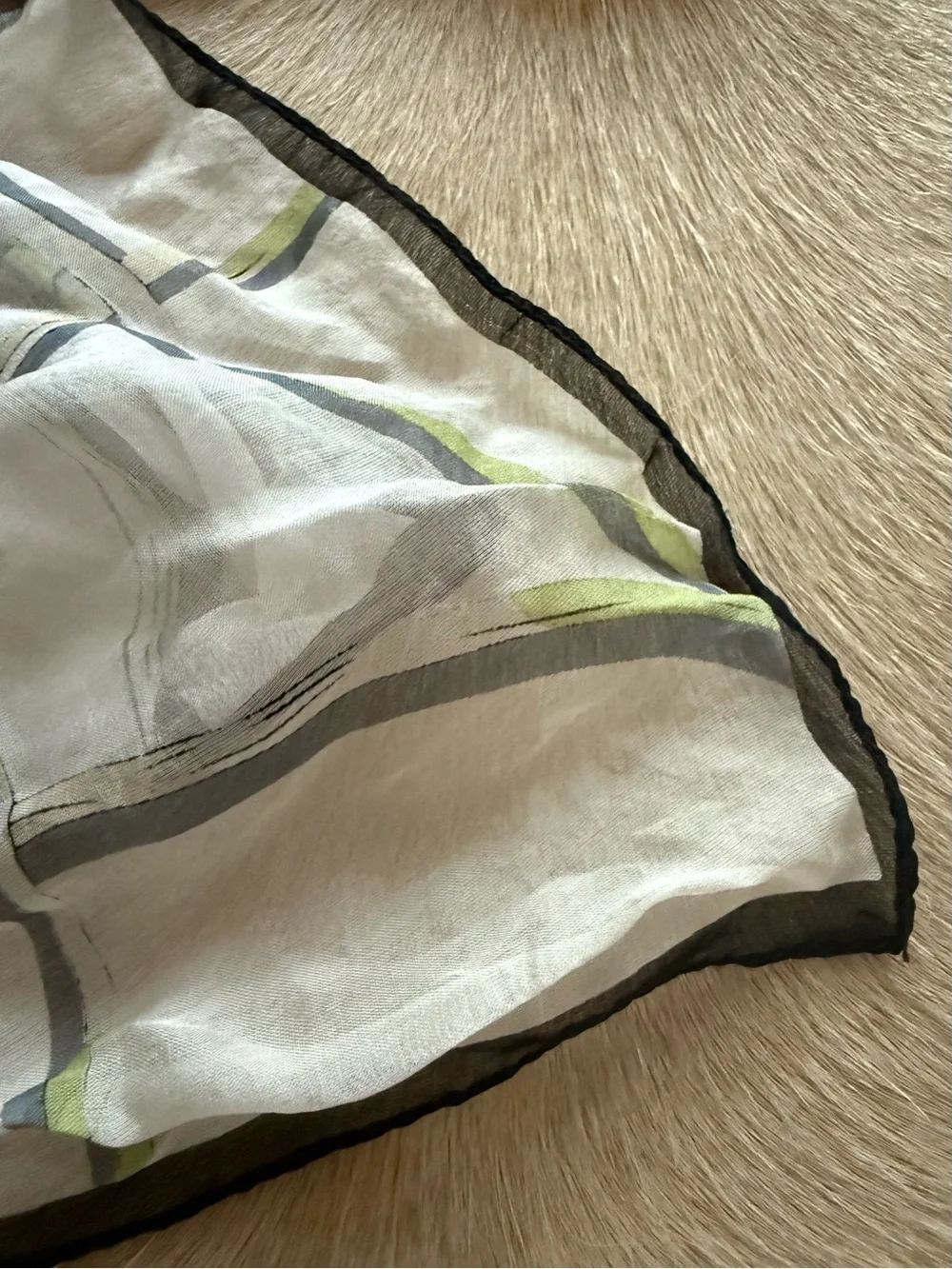 Circular Medallion in Pink, Green, Gray scarf- silk I think